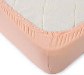 Простыня трикотажная на резинке 125гр борт 20 Текс-Дизайн<160*200, персиковый 2 спальный>